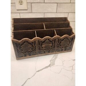 Vintage Lerner Desk Organizer Faux Wood Grain Mail Letter Holder Sorter Caddy‎